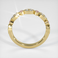 18K Yellow Gold Pink Sapphire and Diamond Antique Style Wedding Band Image