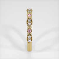 18K Yellow Gold Pink Sapphire and Diamond Antique Style Wedding Band Image