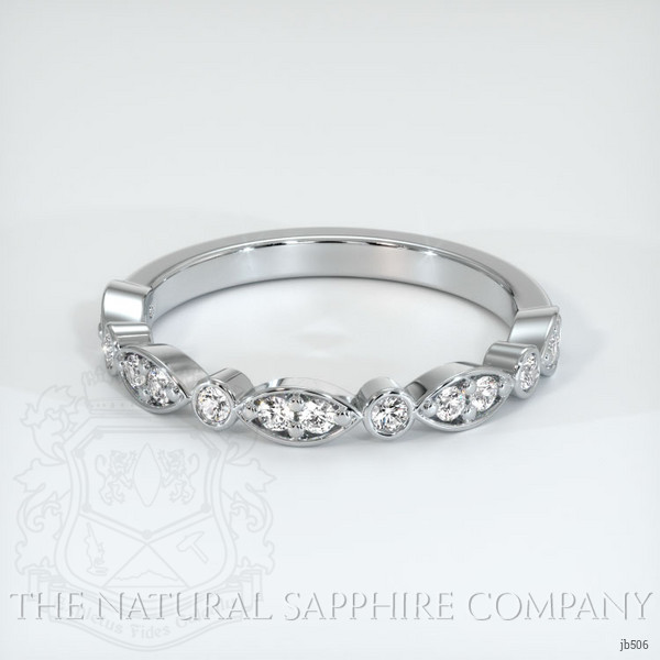 14K White Gold Diamond Antique Style Wedding Band