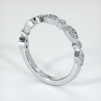 14K White Gold Diamond and Diamond Antique Style Wedding Band Image