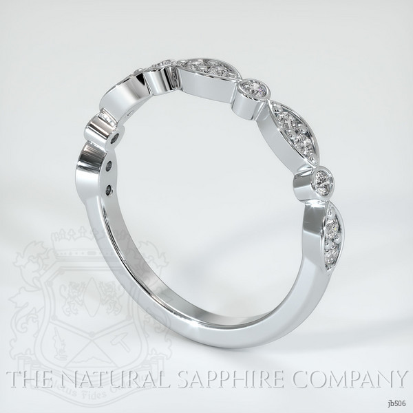 14K White Gold Diamond Antique Style Wedding Band