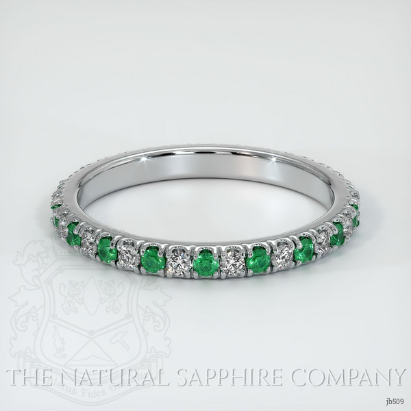 Platinum 950 Emerald and Diamond Eternity Wedding Band