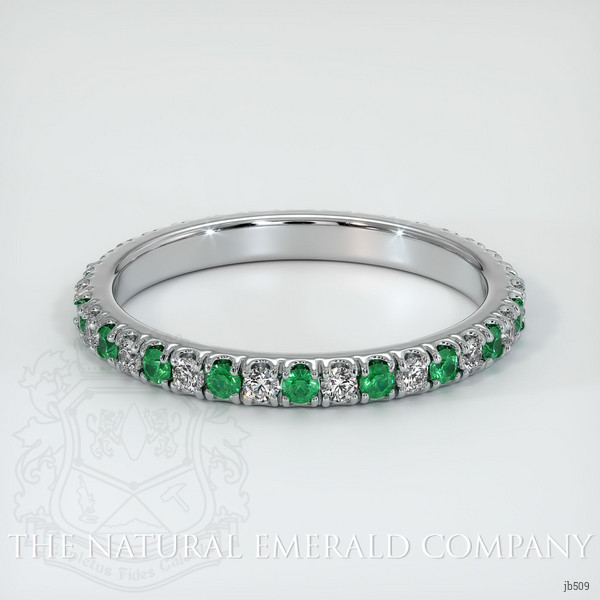 Platinum 950 Emerald and Diamond Eternity Wedding Band