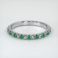 18K White Gold Emerald and Diamond Eternity Wedding Band Video
