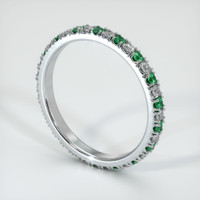 18K White Gold Emerald and Diamond Eternity Wedding Band Image