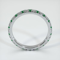 18K White Gold Emerald and Diamond Eternity Wedding Band Image