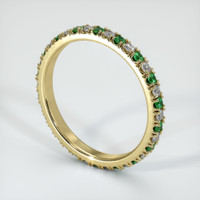18K Yellow Gold Emerald and Diamond Eternity Wedding Band Image