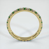 18K Yellow Gold Emerald and Diamond Eternity Wedding Band Image