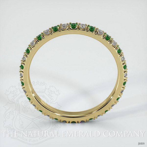 18K Yellow Gold Emerald and Diamond Eternity Wedding Band