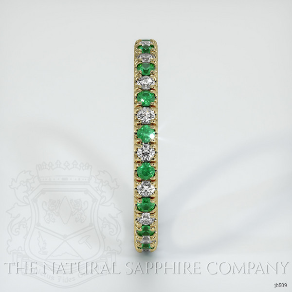 18K Yellow Gold Emerald and Diamond Eternity Wedding Band