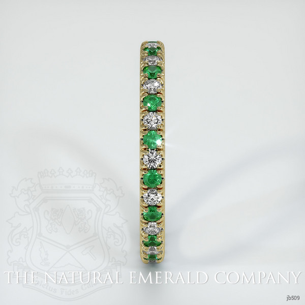 18K Yellow Gold Emerald and Diamond Eternity Wedding Band
