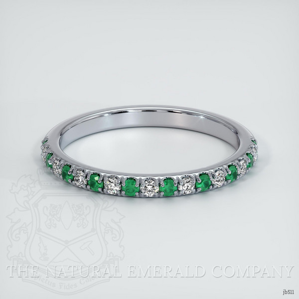 18K White Gold Emerald and Diamond Pave Wedding Band