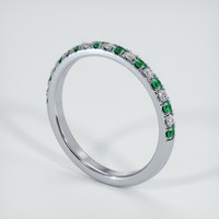 18K White Gold Emerald and Diamond Pave Wedding Band Image