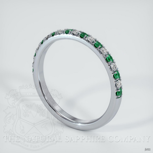 18K White Gold Emerald and Diamond Pave Wedding Band