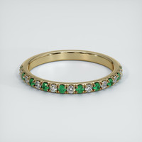 18K Yellow Gold Emerald and Diamond Pave Wedding Band Video