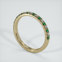 18K Yellow Gold Emerald and Diamond Pave Wedding Band Image