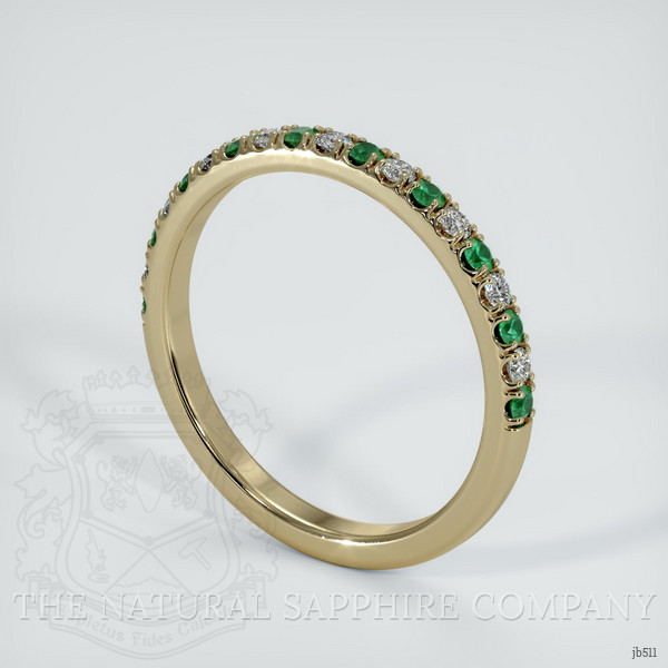 18K Yellow Gold Emerald and Diamond Pave Wedding Band