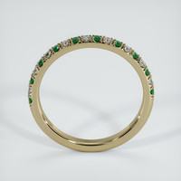 18K Yellow Gold Emerald and Diamond Pave Wedding Band Image