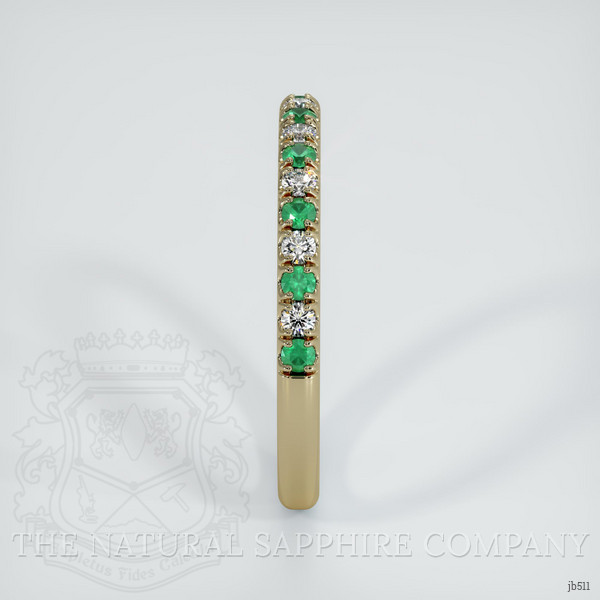 18K Yellow Gold Emerald and Diamond Pave Wedding Band