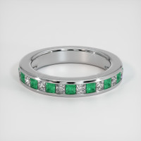 18K White Gold Emerald and Diamond Channel Wedding Band Video