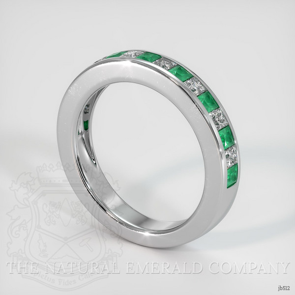 18K White Gold Emerald and Diamond Channel Wedding Band