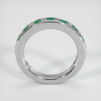 18K White Gold Emerald and Diamond Channel Wedding Band Image