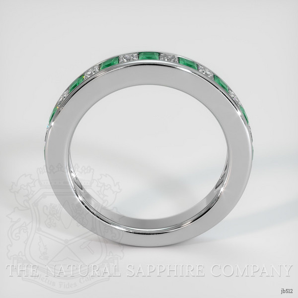 18K White Gold Emerald and Diamond Channel Wedding Band