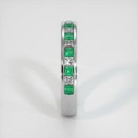 18K White Gold Emerald and Diamond Channel Wedding Band Image