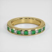18K Yellow Gold Emerald and Diamond Channel Wedding Band Video