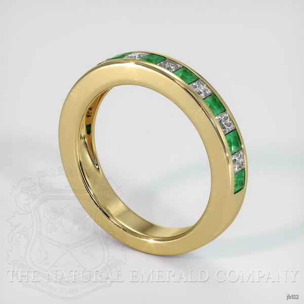 18K Yellow Gold Emerald and Diamond Channel Wedding Band