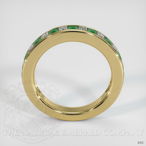 18K Yellow Gold Emerald and Diamond Channel Wedding Band