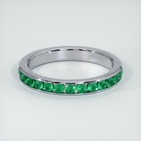 18K White Gold Emerald Eternity Wedding Band Video