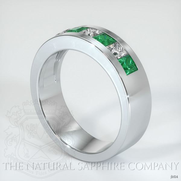 Platinum 950 Emerald and Diamond Men's Wedding Band