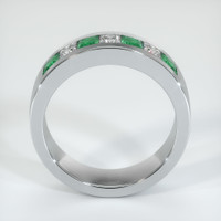 18K White Gold Emerald and Diamond Men's Wedding Band Image