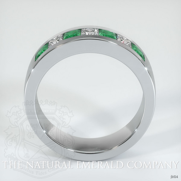 18K White Gold Emerald and Diamond Men's Wedding Band