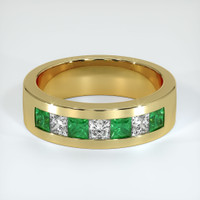18K Yellow Gold Emerald and Diamond Men's Wedding Band Video