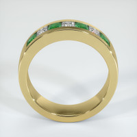 18K Yellow Gold Emerald and Diamond Men's Wedding Band Image