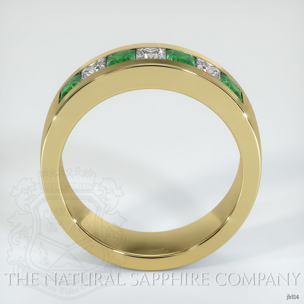 18K Yellow Gold Emerald and Diamond Men's Wedding Band