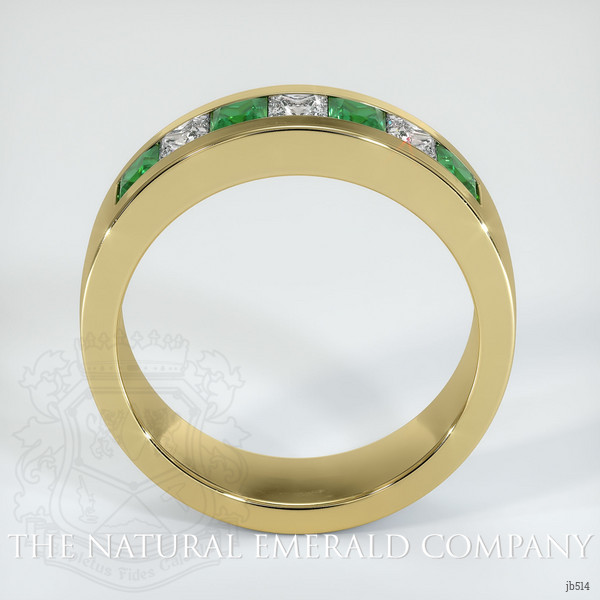 18K Yellow Gold Diamond and Emerald Men's Wedding Band