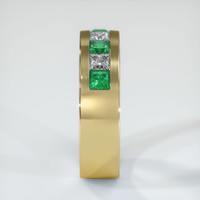 18K Yellow Gold Emerald and Diamond Men's Wedding Band Image
