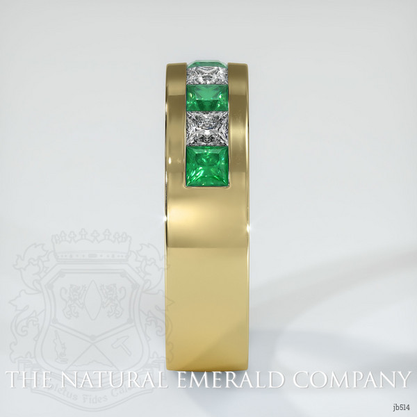 18K Yellow Gold Emerald and Diamond Men's Wedding Band