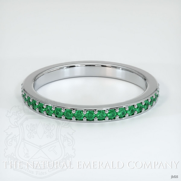 18K White Gold Emerald Prong Wedding Band