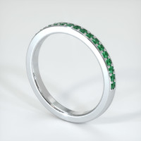 18K White Gold Emerald Prong Wedding Band Image