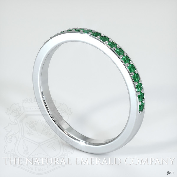 18K White Gold Emerald Prong Wedding Band