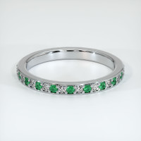18K White Gold Emerald and Diamond Prong Wedding Band Video
