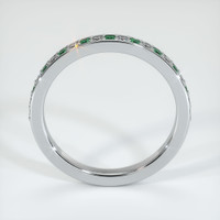 18K White Gold Emerald and Diamond Prong Wedding Band Image