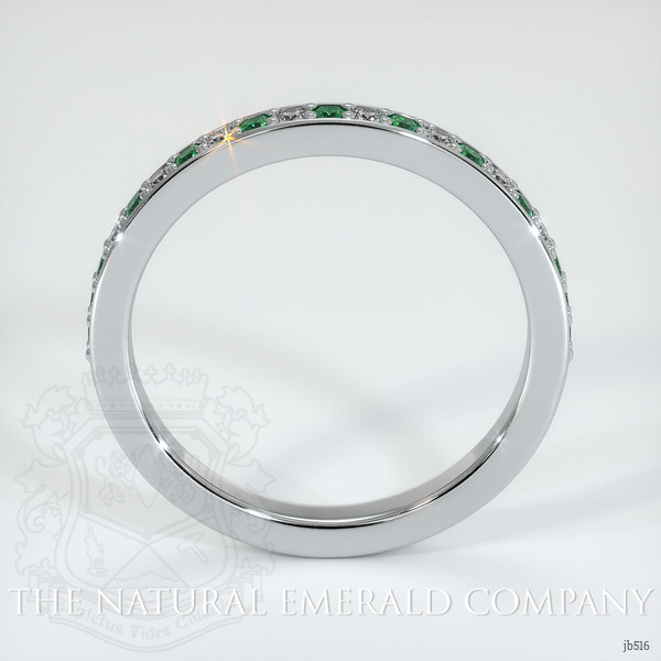 18K White Gold Emerald and Diamond Prong Wedding Band