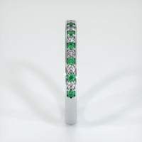18K White Gold Emerald and Diamond Prong Wedding Band Image