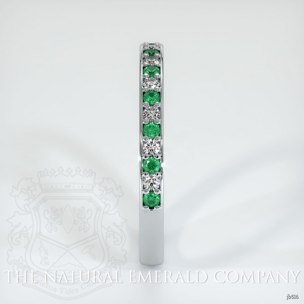 18K White Gold Emerald and Diamond Prong Wedding Band
