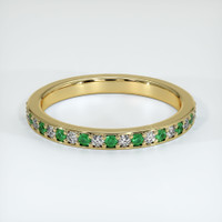 18K Yellow Gold Emerald and Diamond Prong Wedding Band Video